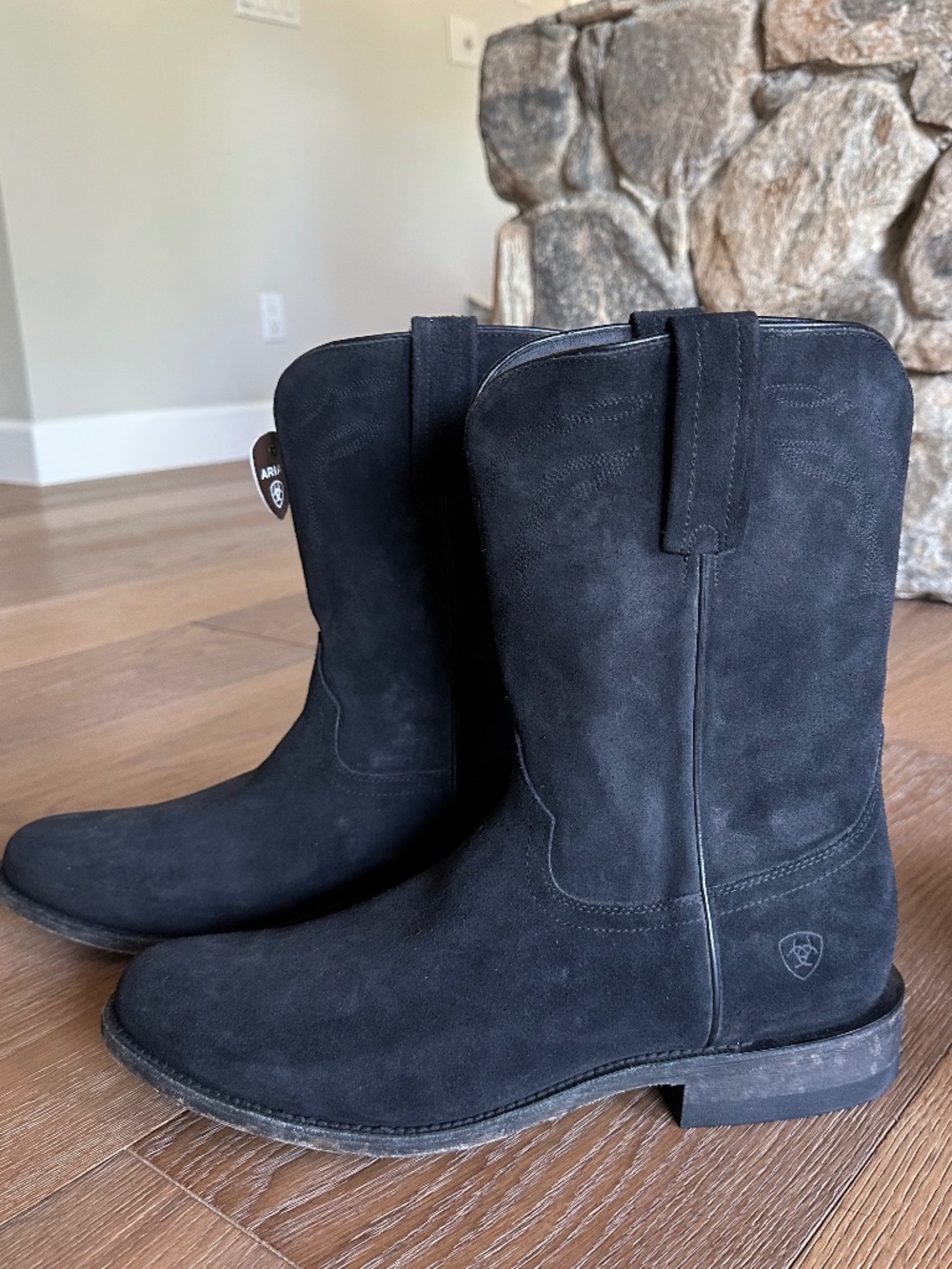 Ariat Downtown Stonewashed Suede Western Cowboy Boots Men’s 13D Black - Picture 3 of 12